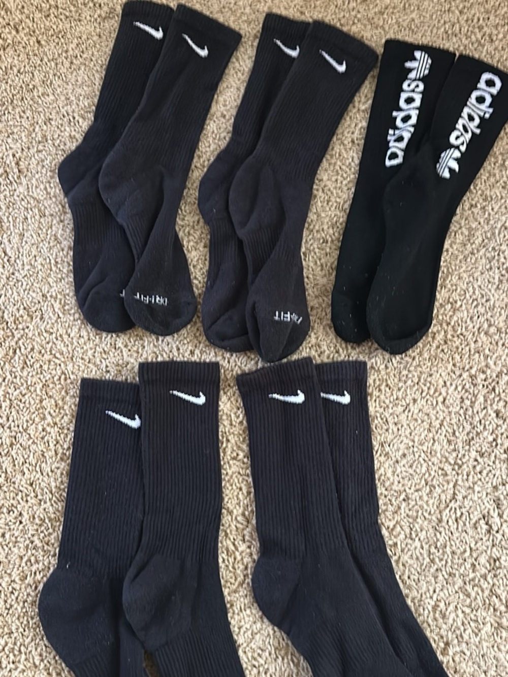 Nike Black Crew Athletic Socks with White Swoosh - Men's Pack